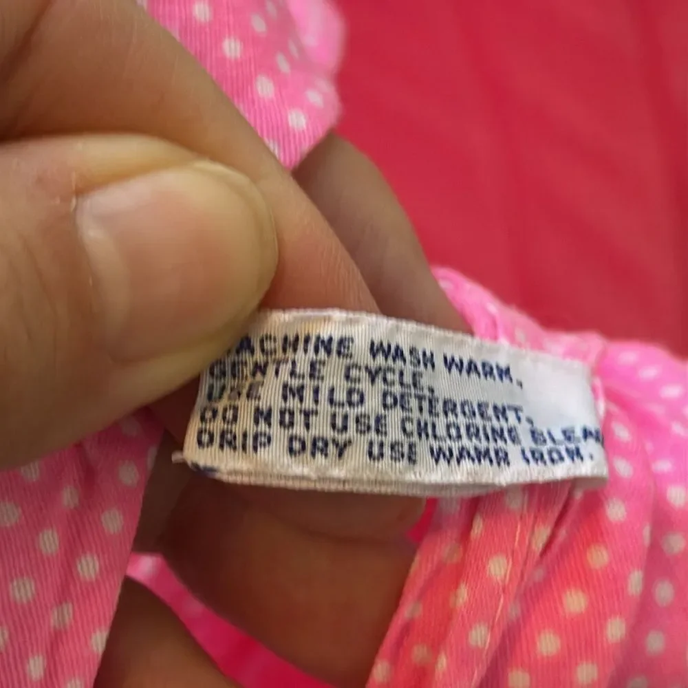 Vintage 60s bright pink with tiny white polka dots head cotton head scarf/bonnet